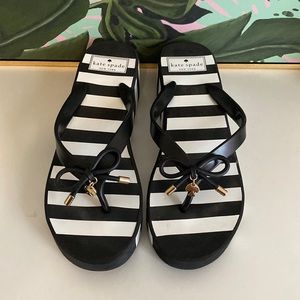 Kate Spade Platform Striped Flip Flops with bow